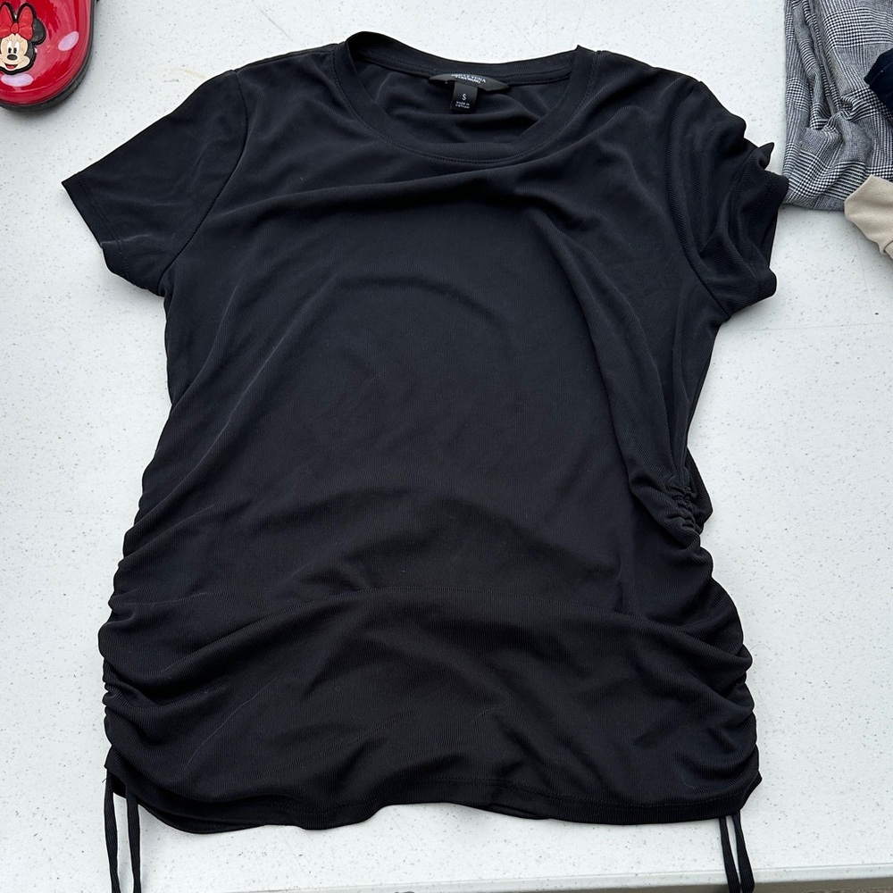 Simply Vera Vera Wang Black Ruched Short Sleeve Top